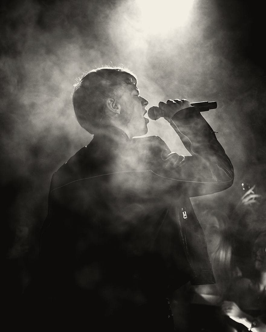 On stage, under the smoke